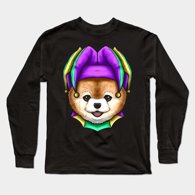 Cute Bear with Jester Hat for Mardi Gras Long Sleeve T-Shirt by SinBle